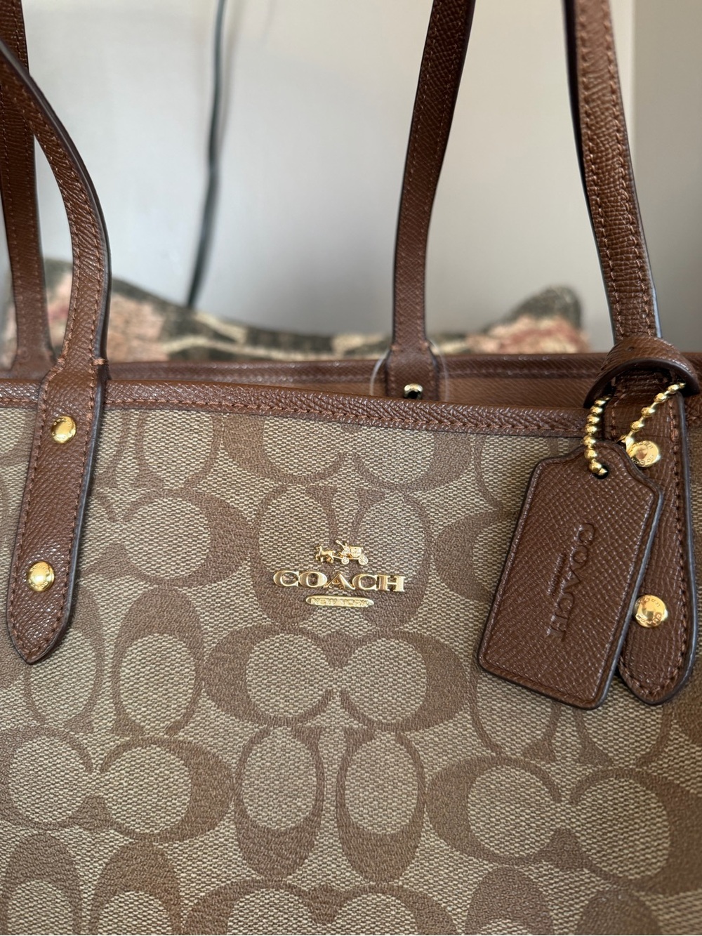 Coach Monogram Canvas Tote in Brown and Tan - Picture 3 of 4